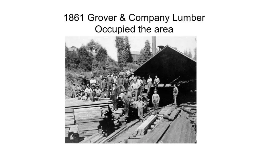 1861 Grover & Company Lumber Occupies the area